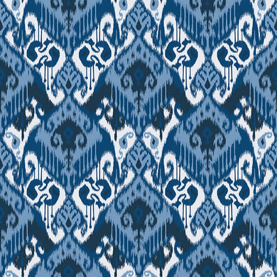 Ikat Cotton Fabric Sample - Blue
