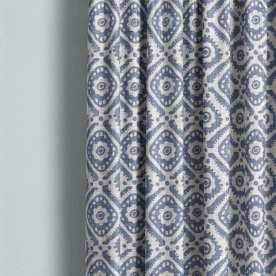 Ive Cotton Curtain Fabric - Blue