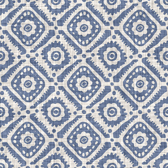 Ive Cotton Curtain Fabric - Blue