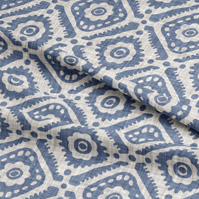 Ive Cotton Curtain Fabric - Blue