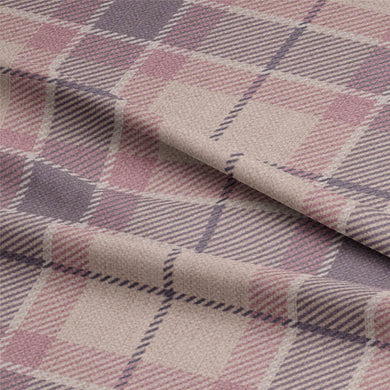 Katrine Plaid Linen Curtain Fabric - Amethyst