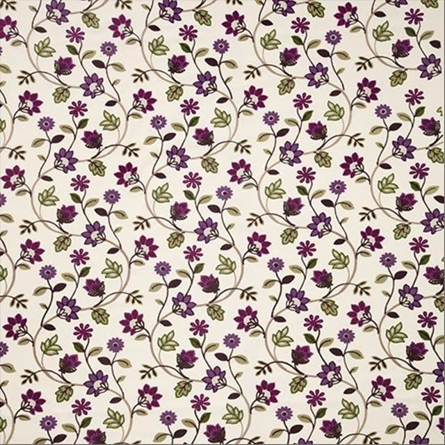 Kelty Crewel Embroidery Curtain Fabric - Elderberry