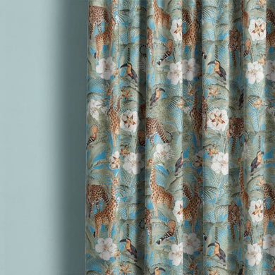 Kenya Linen Curtain Fabric - Azure