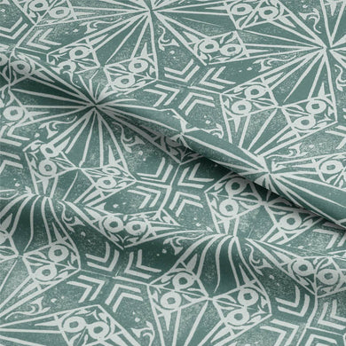 Close-up of Kishargarh Linen Curtain Fabric - Teal* texture