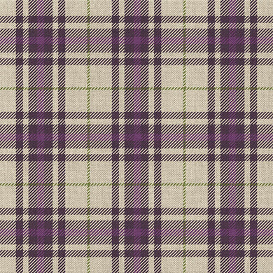 Langaid Plaid Linen Fabric Sample - Aubergine
