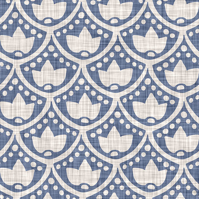 Lanivet Cotton Curtain Fabric - Blue drapes over window in elegant living room