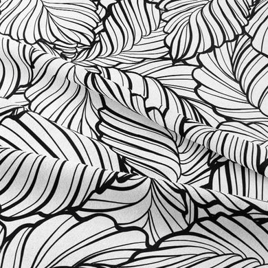 Elegant and Versatile Black and White Leaf Cotton Curtain Fabric