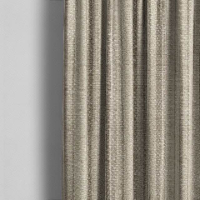 Long Island Stripe Printed Cotton Curtain Fabric - Latte