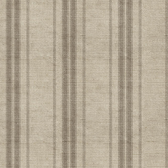Long Island Stripe Printed Cotton Curtain Fabric - Latte