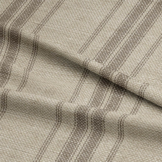 Long Island Stripe Printed Cotton Curtain Fabric - Latte
