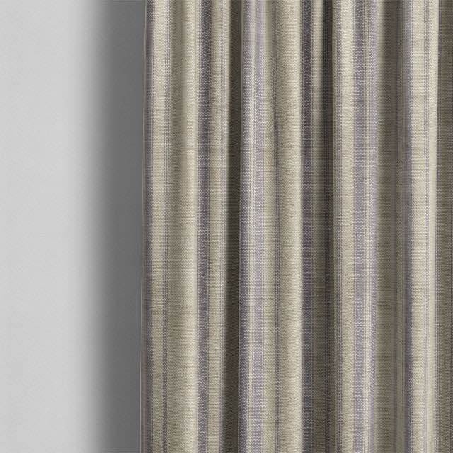 Long Island Stripe Printed Cotton Curtain Fabric - Lavender