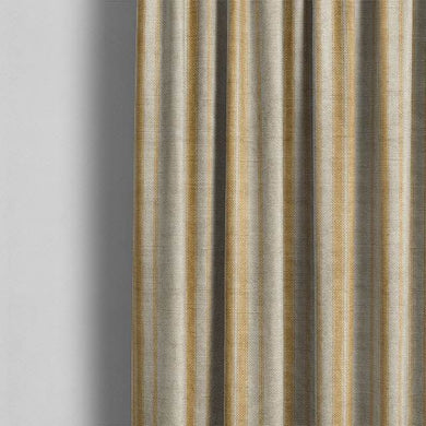Long Island Stripe Printed Cotton Curtain Fabric - Ochre