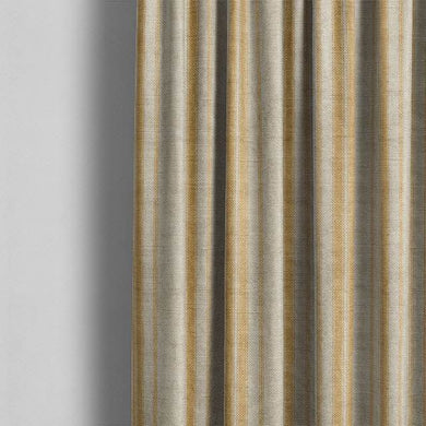 Long Island Stripe Printed Cotton Curtain Fabric - Ochre