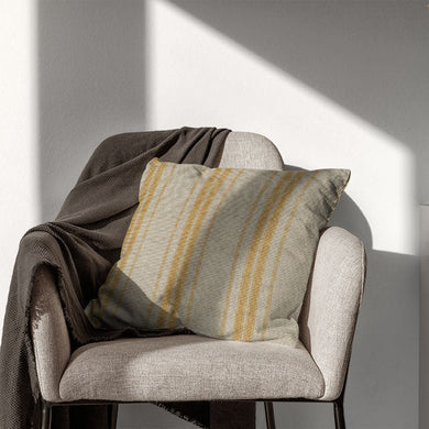Long Island Stripe Printed Cotton Curtain Fabric - Ochre