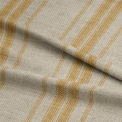 Long Island Stripe Printed Cotton Curtain Fabric - Ochre