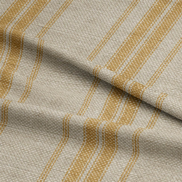 Long Island Stripe Printed Cotton Curtain Fabric - Ochre