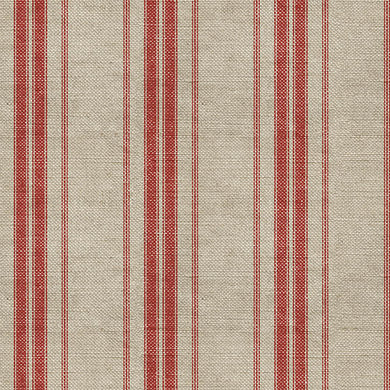 Long Island Stripe Printed Cotton Curtain Fabric - Red