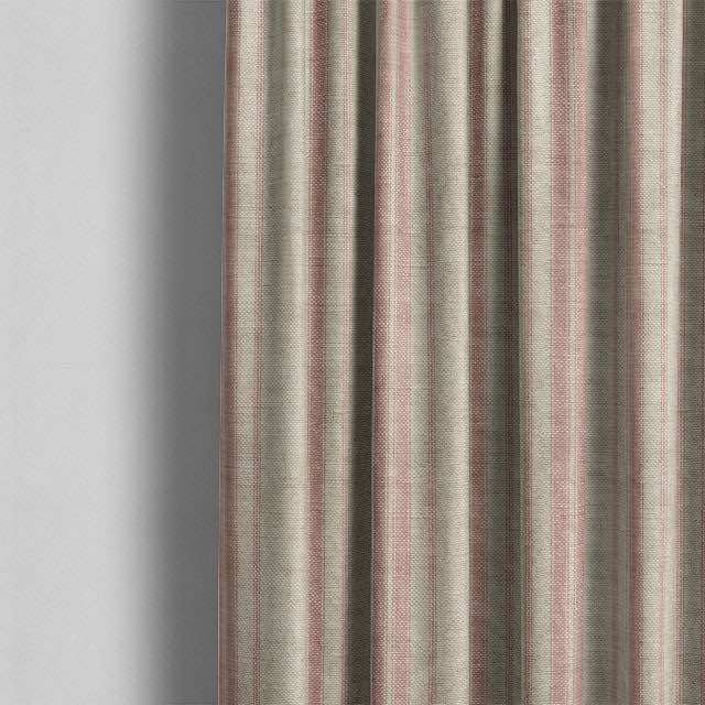 Long Island Stripe Printed Cotton Print Fabric - Rose