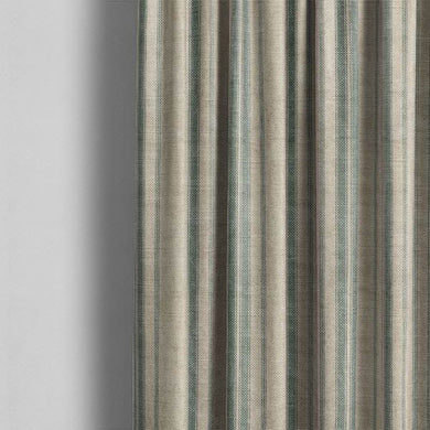 Long Island Stripe Printed Cotton Curtain Fabric - Spruce