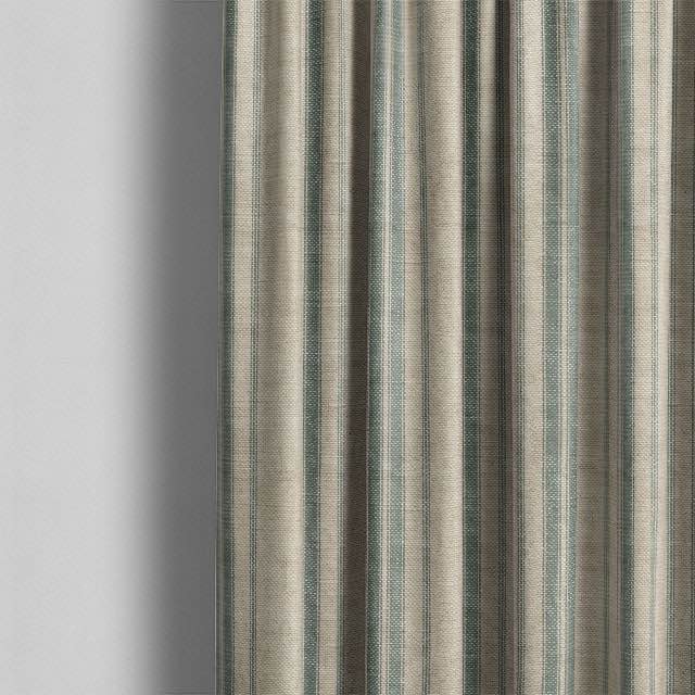 Long Island Stripe Printed Cotton Curtain Fabric - Spruce
