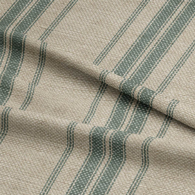 Long Island Stripe Printed Cotton Curtain Fabric - Spruce