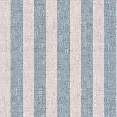 Maine Stripe Cotton Curtain Fabric - Cloud