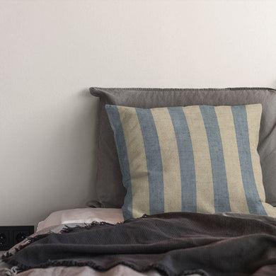 Maine Stripe Cotton Curtain Fabric - Denim