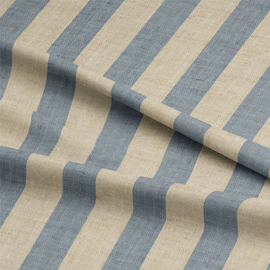 Maine Stripe Cotton Curtain Fabric - Denim