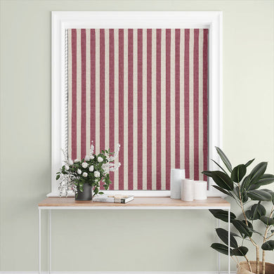Maine Stripe Cotton Curtain Fabric - Plum