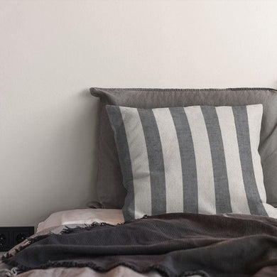Maine Stripe Cotton Curtain Fabric - Slate