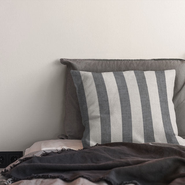 Maine Stripe Cotton Curtain Fabric - Slate