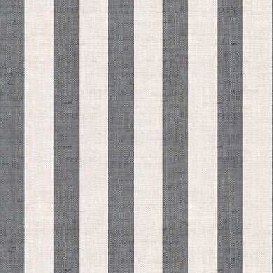 Maine Stripe Cotton Curtain Fabric - Slate