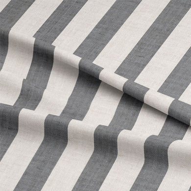 Maine Stripe Cotton Curtain Fabric - Slate