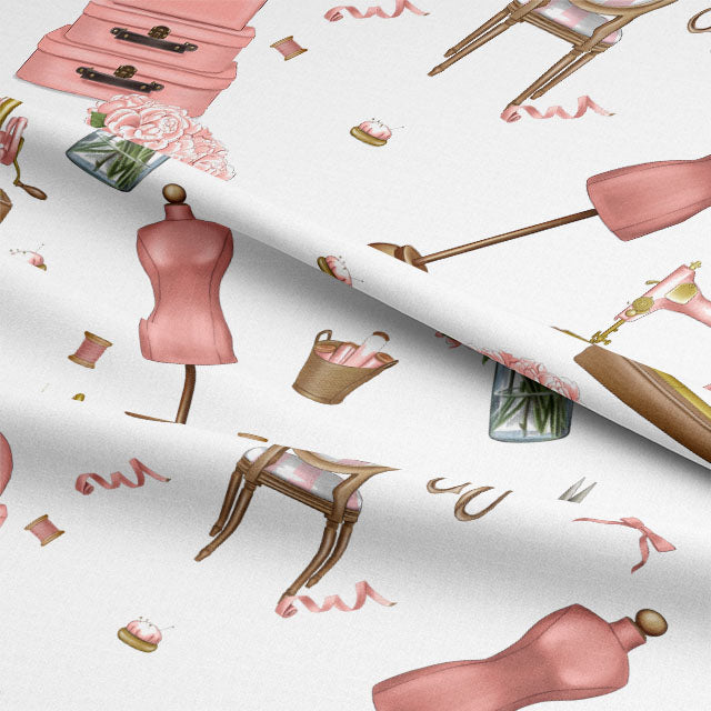Mannequin Cotton Curtain Fabric - White