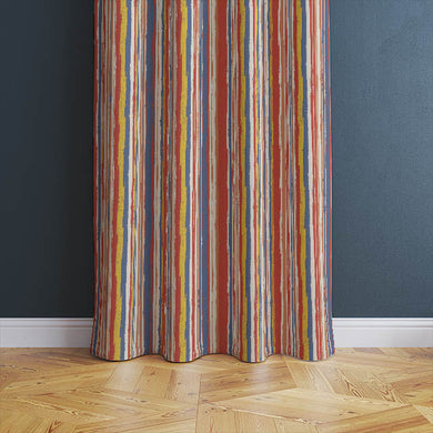 High-quality Marcella Stripe Cotton Curtain Fabric - Flame, adding a pop of color to any room