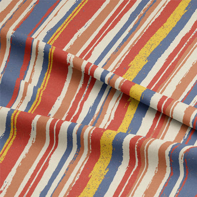 Close-up of Marcella Stripe Cotton Curtain Fabric - Flame, showing intricate details