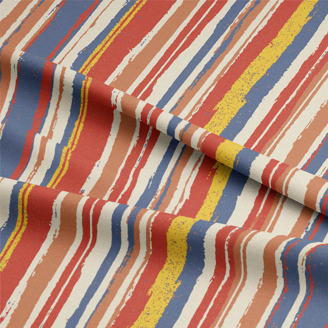 Marcella Stripe Cotton Curtain Fabric - Flame