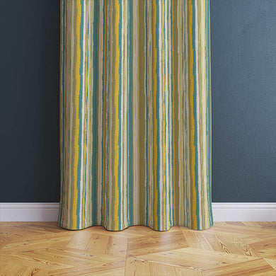 Green Marcella Stripe Cotton Curtain Fabric with a classic striped pattern, perfect for adding a pop of color to any room