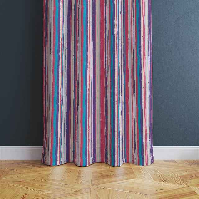 Marcella Stripe Cotton Curtain Fabric in Pink, suitable for drapery and upholstery