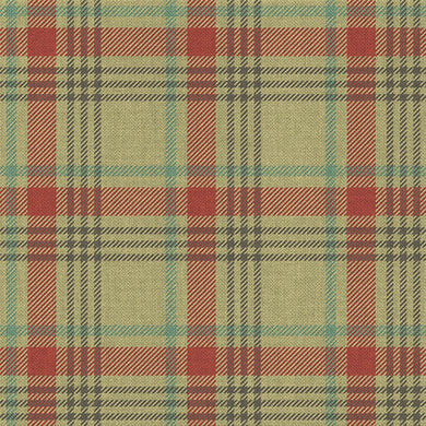Maree Plaid Linen Fabric Sample - Moss