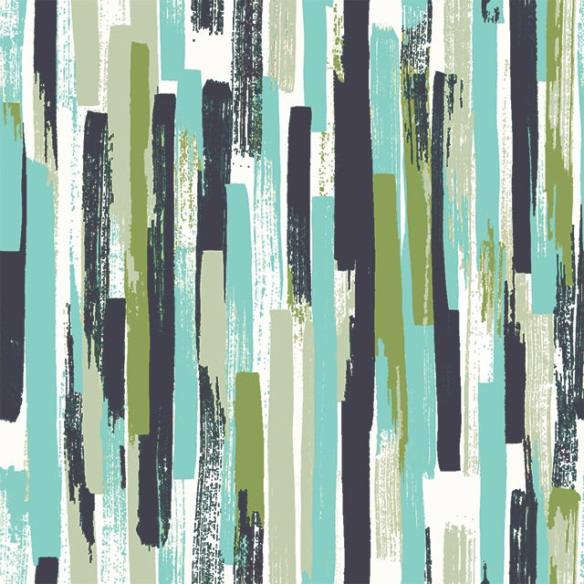 Modernism Cotton Curtain Fabric - Ocean