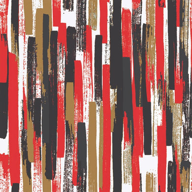 Modernism Cotton Curtain Fabric - Black Red