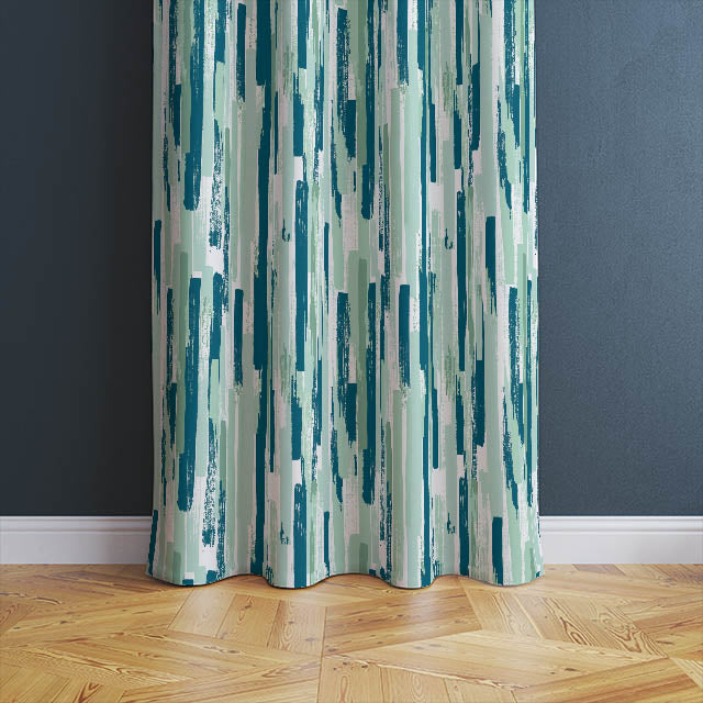 Modernism Cotton Curtain Fabric - Spruce