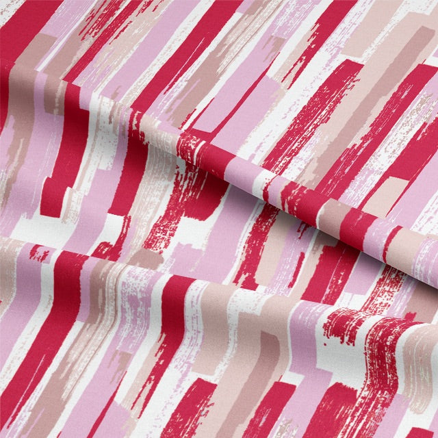 Modernism Cotton Curtain Fabric - Strawberry