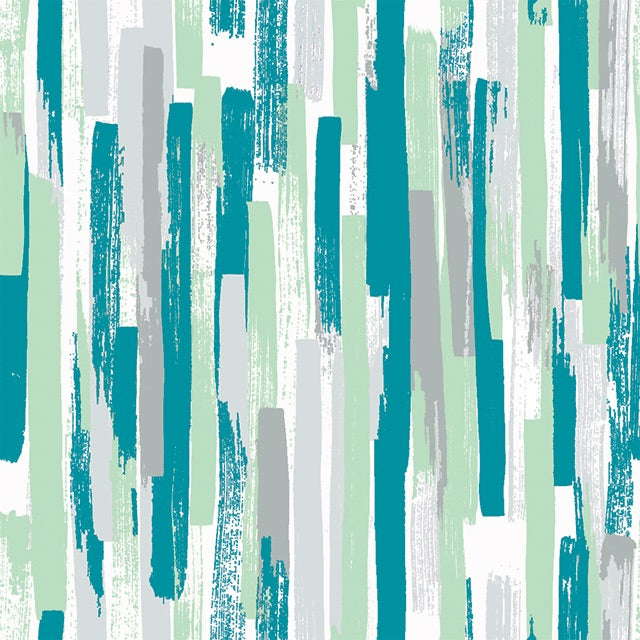 Modernism Cotton Curtain Fabric - Teal