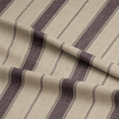 Montauk Stripe Cotton Curtain Fabric - Charcoal