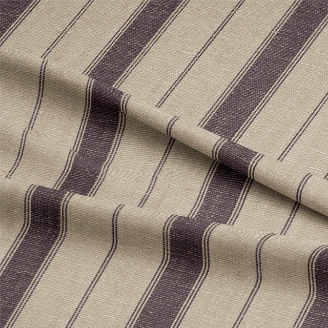 Montauk Stripe Cotton Curtain Fabric - Charcoal
