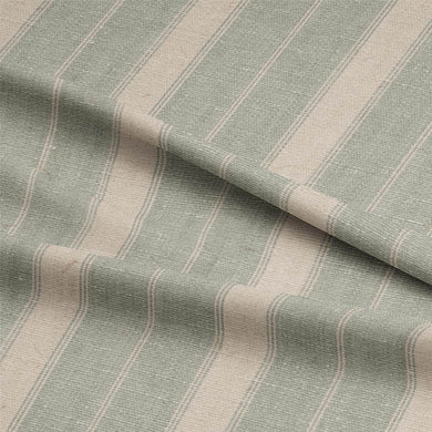 Montauk Stripe Cotton Curtain Fabric - Eau De Nil
