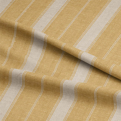 Montauk Stripe Cotton Curtain Fabric - Ochre