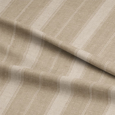 Montauk Stripe Cotton Curtain Fabric - Putty